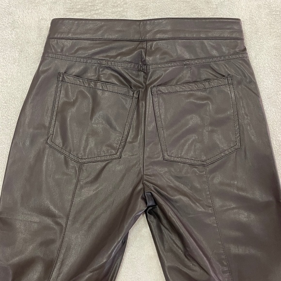 Brown Faux Leather Bootcut Pants - Picture 9 of 16